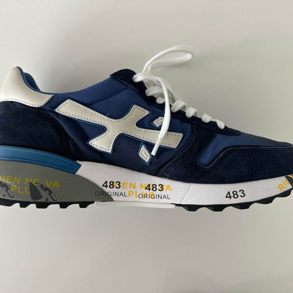 Premiata Blue and White Retro Sneakers